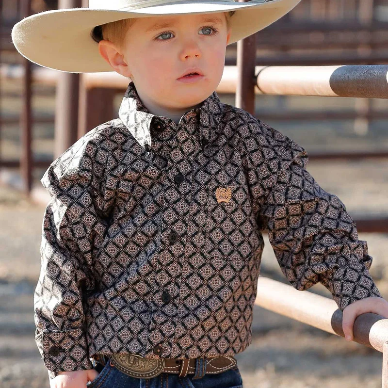 Alligator - embossed men's western boots for a bold statementCinch Infant Boy's Black & Tan Medallion Print