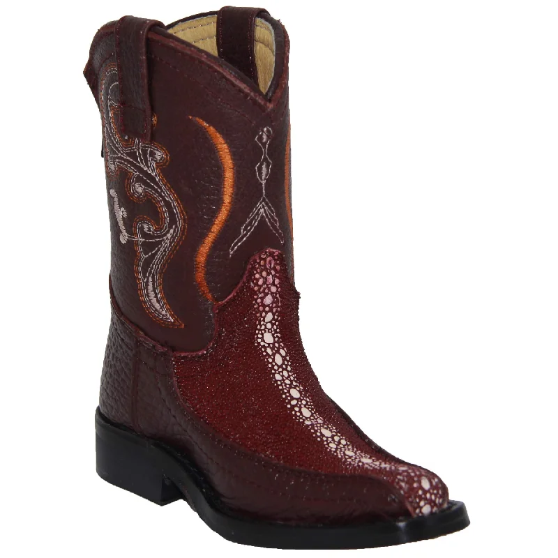 Men's western boots with a leather sole and a heel guardInfant Toddler Stingray Print Snip Toe Cowboy Boot