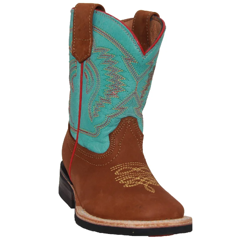 Men's western boots with a tooled leather design on the shaftLittle Girls Leather Cowboy Western