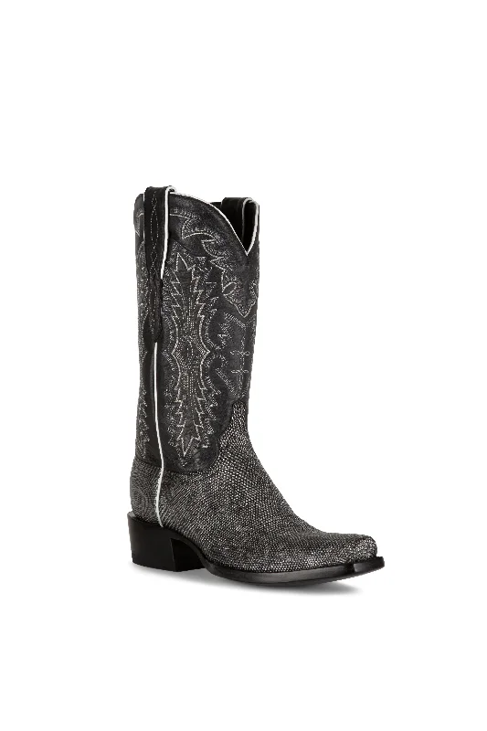 Men's western boots with a distressed leather finish for a rugged lookAllens Brand - Drake Ring Tail Lizard - Silver