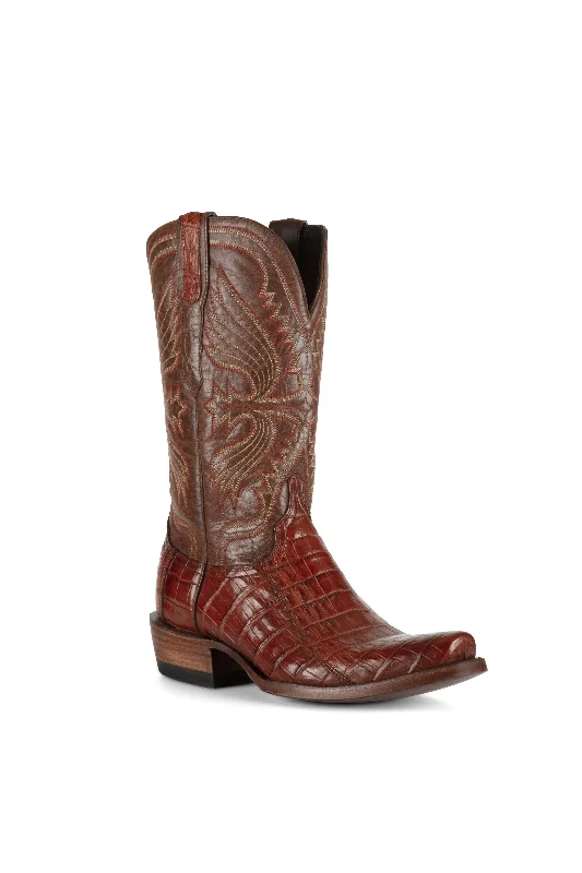 Alligator - embossed men's western boots for a bold statementAllens Brand - Nile Belly Tail - Cutter Toe - Cognac