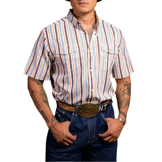 Men's western boots with a decorative inlay on the toe and heelFerrell "Edward" Short Sleeve Pearl Snap Men's Shirt