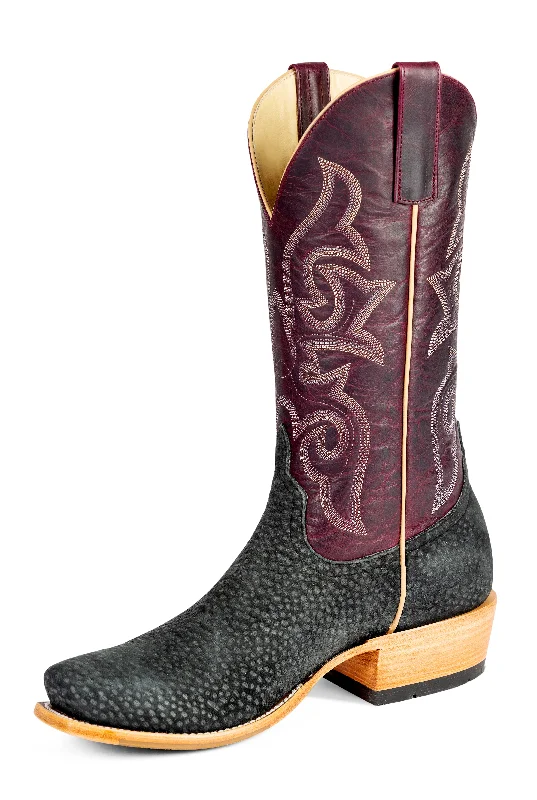 Men's western boots with a high - heeled design and a pointed toeHorsepower Top Hand Grey Carpincho Men's Boot