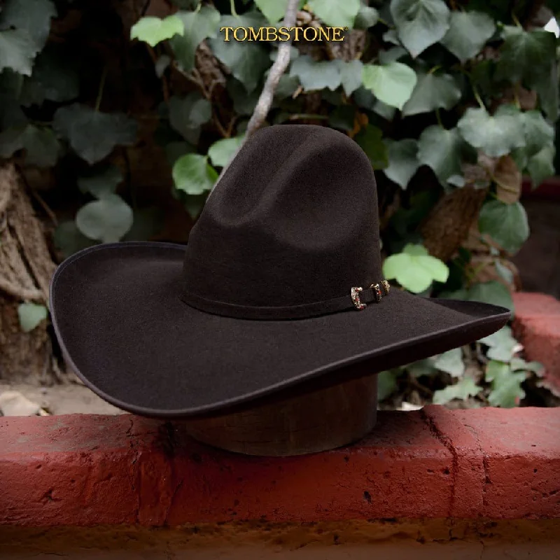 Men's western boots with a tooled leather design on the shaftTombstone 20X Cowboy Felt Hat High Crown Shape Cassidy TOM-2406