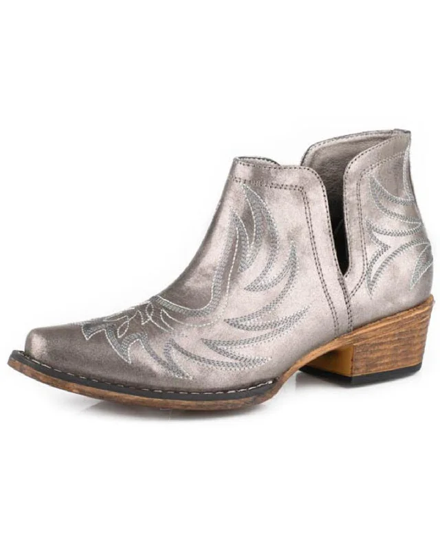 Men's western boots with a distressed leather finish for a rugged lookRoper Ava Metallic Ladies Bootie