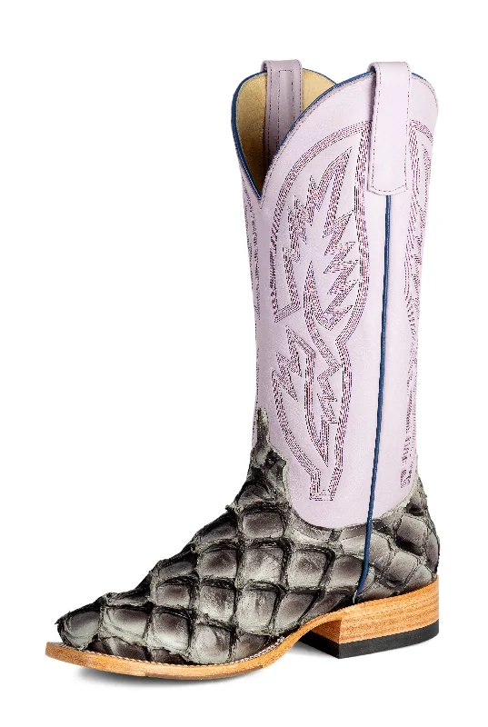 Men's genuine leather western boots with a snake - skin inlayMacie Bean Top Hand Mockingbird Big Bass Ladies Boot