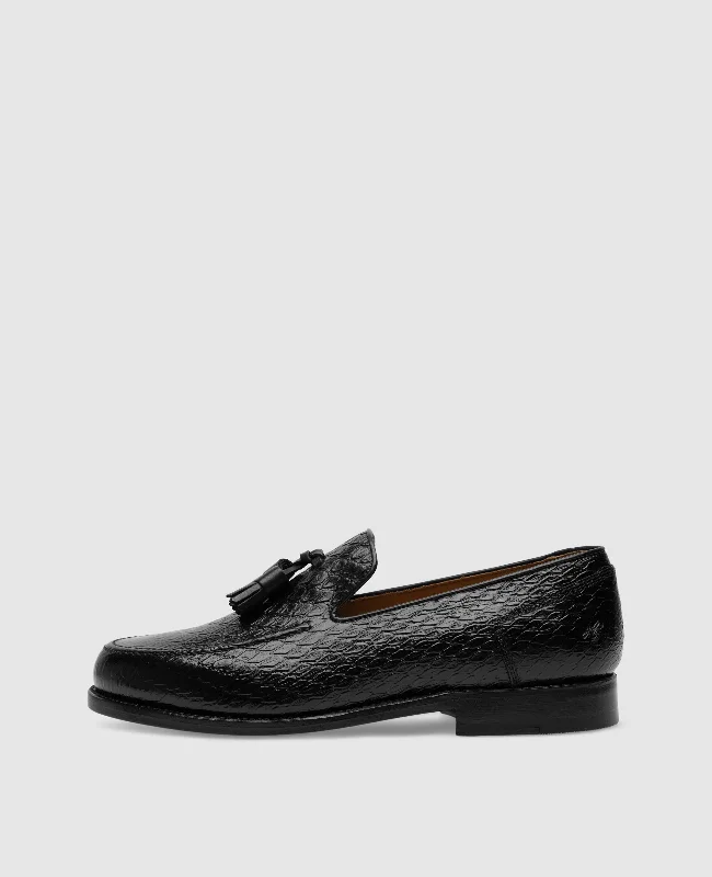 Men's boat shoes with a removable insoleWien Plain Tassel BC - Black