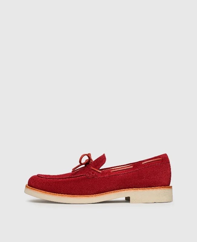 Men's leather boat shoes with a non - slip soleBen BS - Red