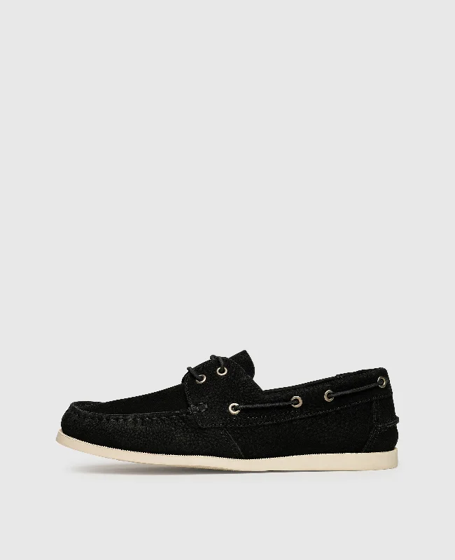 Men's boat shoes with a rubber outsole for durabilityElia M DS - Black