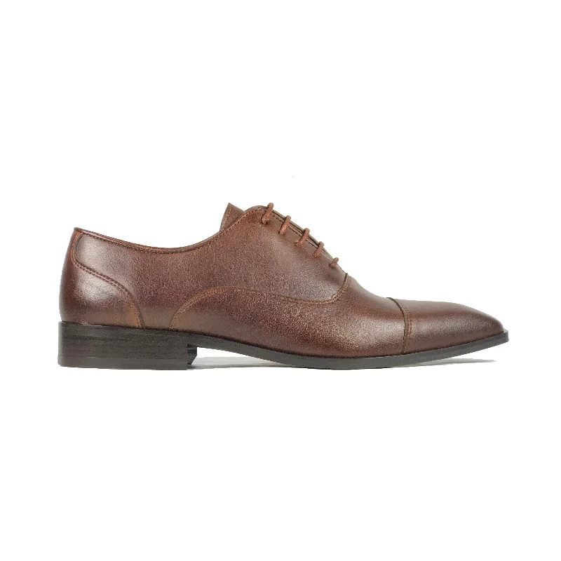 Men's formal shoes with a double monk strap'Laurent' Cap-Toe Vegan Oxford by Zette Shoes - Chestnut