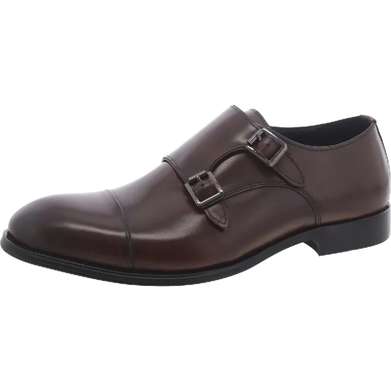 Men's formal shoes with a low - heeled designMens Leather Double Monk Shoes