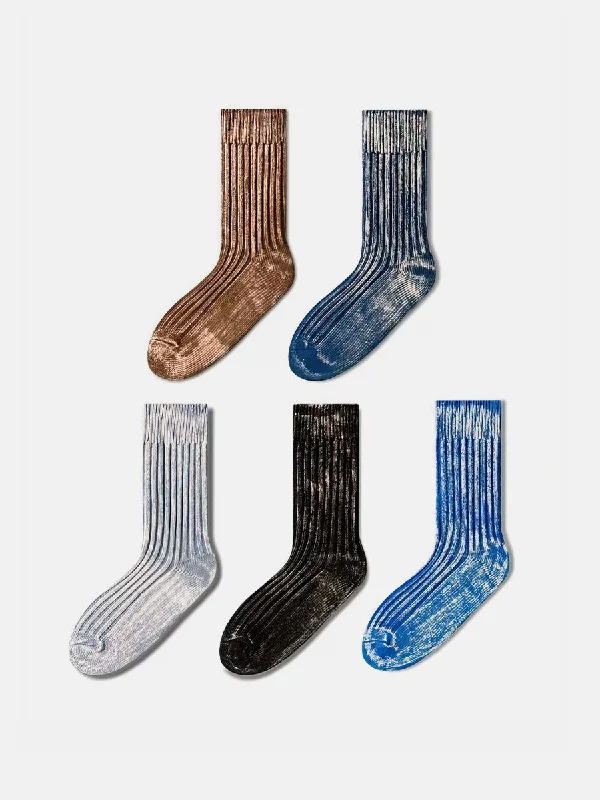 Men's formal shoes with a smooth leather finishOld Faded Effect Socks (5 Pairs)