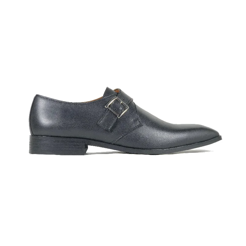 Men's formal shoes with a leather lining for breathability'Pierre' Vegan Monk Shoe by Zette Shoes - Black