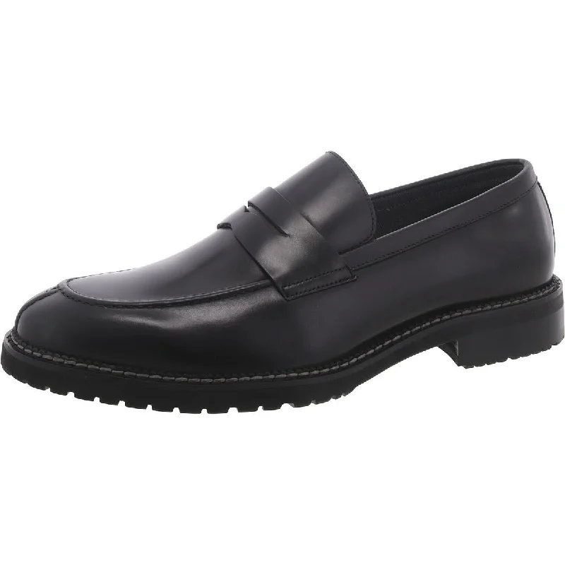 Men's formal shoes with a decorative perforationSaban Mens Leather Penny Loafers