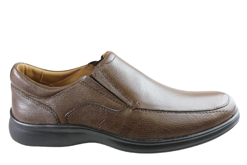 Men's formal shoes with a padded insole for comfortSollu Loxwood Mens Leather Slip On Comfort Shoes Made In Brazil