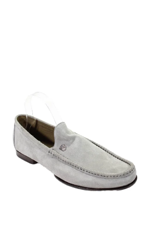 Men's formal shoes with a leather sole and heelTardini Mens Genuine Italian Suede Slide On Dress Shoe Loafers Gray