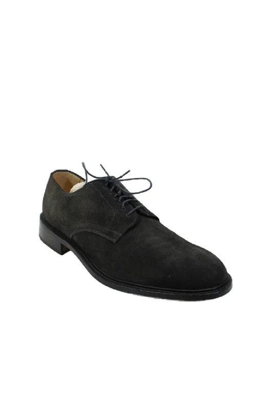 Men's formal shoes with a lace - up closureTardini Mens Suede Lace Up Round Toe Oxford Dress Shoes Black