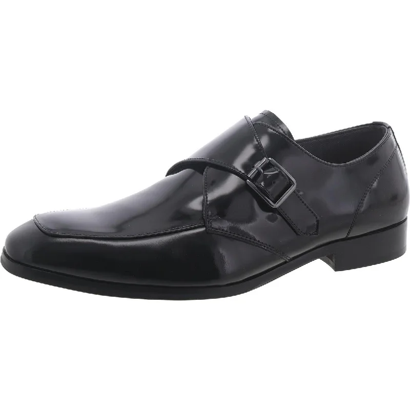 Patent leather men's formal shoes for a dressy occasionTenzy Mens Leather Single Monk Shoes