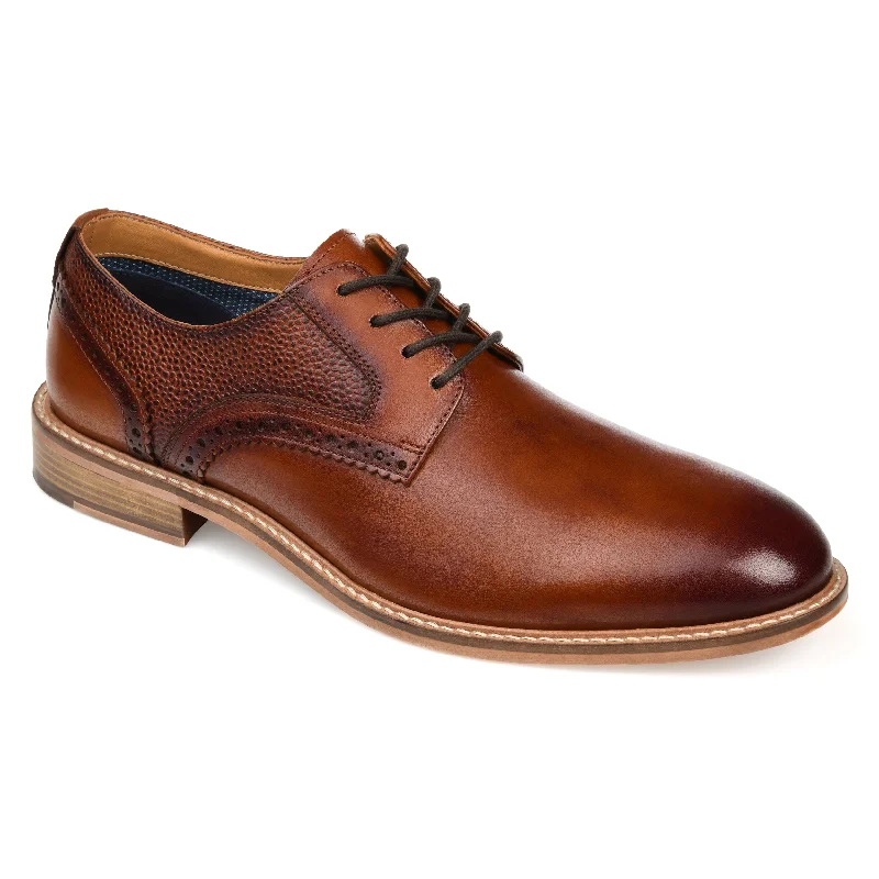 Men's formal shoes with a contrast stitching detailThomas & Vine Clayton Wide Width Plain Toe Brogue Derby