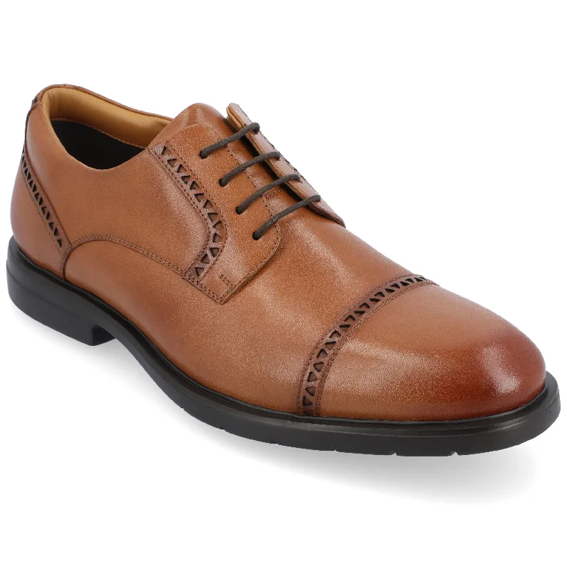 Men's leather formal Oxford shoes with a cap toeThomas & Vine Kendrick Wide Width Cap Toe Derby